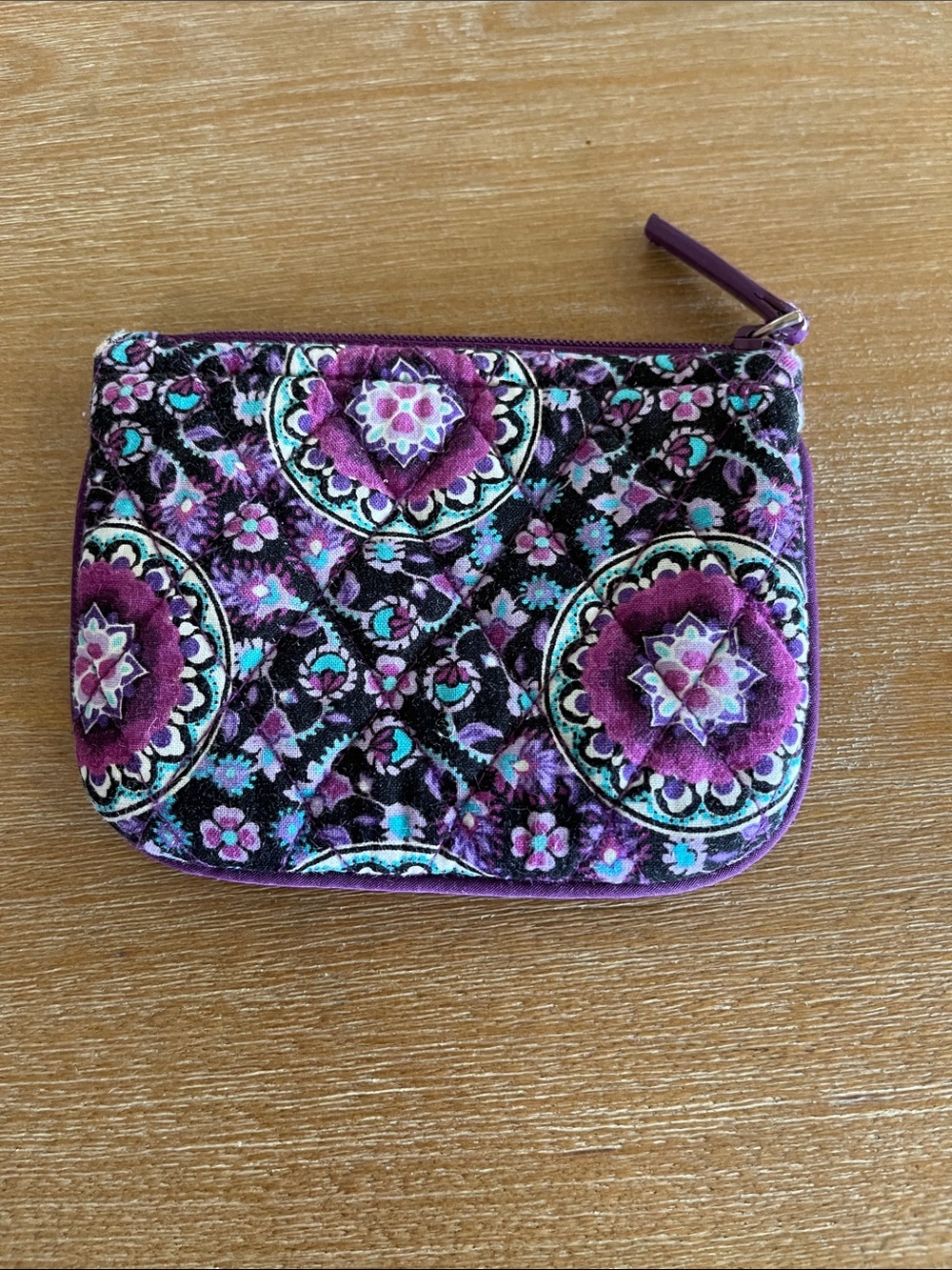Vera Bradley Purple Medallion Quilted Zip Pouch coin purse